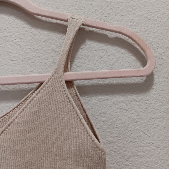 UZ Ribbed Tank Small V Neck Stretchy Brown - Picture 8 of 9